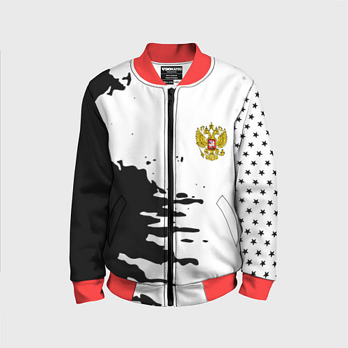 Детский бомбер Россия герб звёзды в красках / 3D-Красный – фото 1