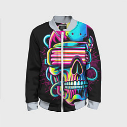 Детский бомбер Cyber skull - ai art neon