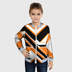 Бомбер детский Чёрно-оранжевые широкие линии на белом фоне, цвет: 3D-серый — фото 2