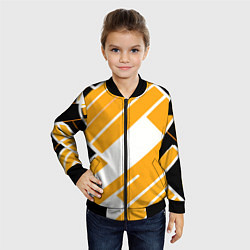 Бомбер детский Жёлтые широкие линии на белом фоне, цвет: 3D-черный — фото 2