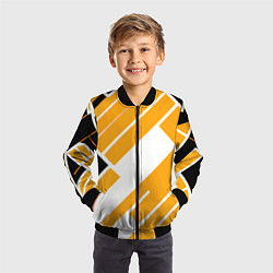 Бомбер детский Жёлтые широкие линии на белом фоне, цвет: 3D-черный — фото 2