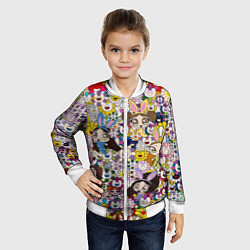 Бомбер детский Right now NewJeans and Takashi Murakami, цвет: 3D-белый — фото 2