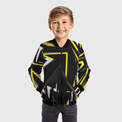 Бомбер детский Абстрактный узор с геометрической концепцией, цвет: 3D-черный — фото 2