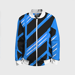 Детский бомбер Black and white stripes on a blue background