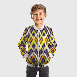 Бомбер детский Разноцветный ромбовидный орнамент, цвет: 3D-белый — фото 2