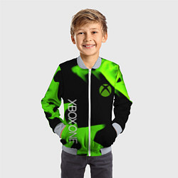 Бомбер детский Xbox one green flame, цвет: 3D-серый — фото 2