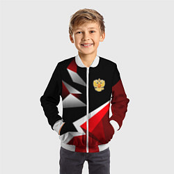 Бомбер детский Russia uniform - красный и черный, цвет: 3D-белый — фото 2