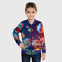 Бомбер детский Planet chupa chups - neon glow, цвет: 3D-синий — фото 2