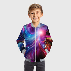 Бомбер детский Неоновая абстракция - нейросеть, цвет: 3D-серый — фото 2