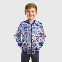 Бомбер детский Рожицы с узорами, цвет: 3D-синий — фото 2
