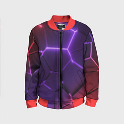 Детский бомбер Красно-фиолетовые неоновые плиты в разломе