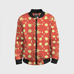 Детский бомбер Лимонные пятна на красном цвете Фиеста
