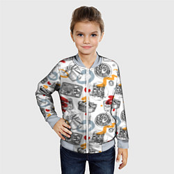 Бомбер детский Узор суши, цвет: 3D-серый — фото 2