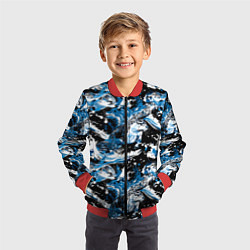Бомбер детский Выдры в речке на волнах - паттерн, цвет: 3D-красный — фото 2