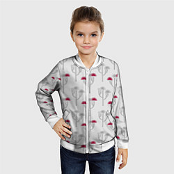 Бомбер детский Паттерн с веточками розовых цветов на сером, цвет: 3D-белый — фото 2
