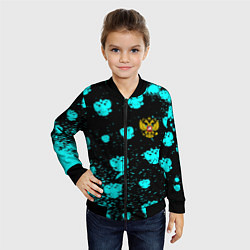 Бомбер детский Герб текстура РФ, цвет: 3D-черный — фото 2