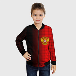 Бомбер детский Герб РФ текстура красный, цвет: 3D-черный — фото 2