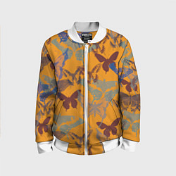 Бомбер детский Бабочки на оранжевом - паттерн, цвет: 3D-белый