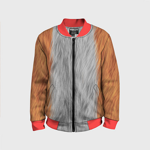 Детский бомбер Мех рыжей лисы / 3D-Красный – фото 1