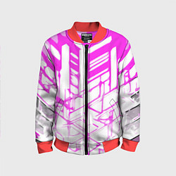 Бомбер детский Агрессивные розовые полосы на белом фоне, цвет: 3D-красный