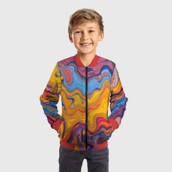 Бомбер детский Поток разноцветной краски, цвет: 3D-красный — фото 2