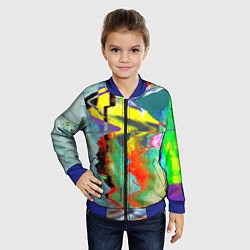 Бомбер детский Текстура глитч краски, цвет: 3D-синий — фото 2