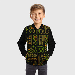 Бомбер детский Абстрактный этнический орнамент, цвет: 3D-черный — фото 2