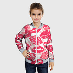 Бомбер детский Романтический отпечаток помады игривый макияж, цвет: 3D-серый — фото 2