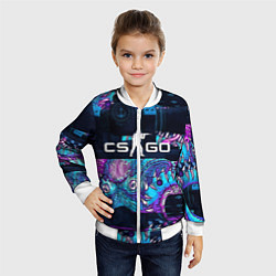 Бомбер детский CS GO neon blob, цвет: 3D-белый — фото 2
