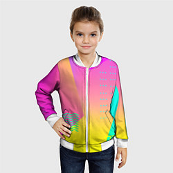 Бомбер детский Неоновая геометрия градиент, цвет: 3D-белый — фото 2