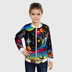 Бомбер детский Необычная планета и космос в стиле Сальвадор Дали, цвет: 3D-белый — фото 2