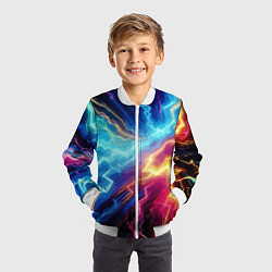 Бомбер детский Разряд неоновых молний - нейроарт, цвет: 3D-белый — фото 2