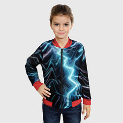 Бомбер детский Разряд молнии - неоновое свечение, цвет: 3D-красный — фото 2