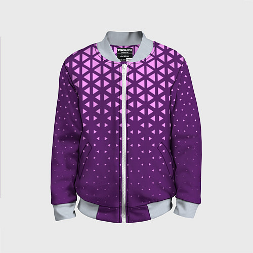 Детский бомбер Геометрический градиент - фиолетово-розовый / 3D-Серый – фото 1