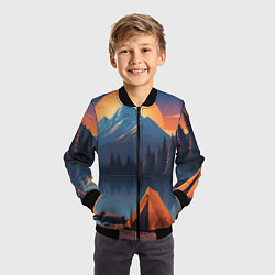 Бомбер детский Палатка на берегу озера, цвет: 3D-черный — фото 2