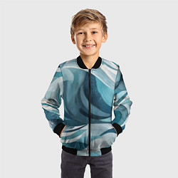 Бомбер детский Океан абстракция волны, цвет: 3D-черный — фото 2
