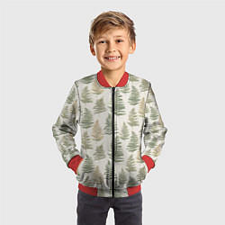 Бомбер детский Узор из листьев папоротника, цвет: 3D-красный — фото 2