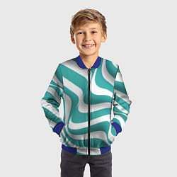 Бомбер детский Абстрактные объёмные полосы - оптическая иллюзия, цвет: 3D-синий — фото 2