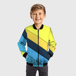 Бомбер детский Геометрия полосы спорт, цвет: 3D-черный — фото 2