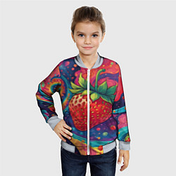 Бомбер детский Психоделика клубничка, цвет: 3D-серый — фото 2