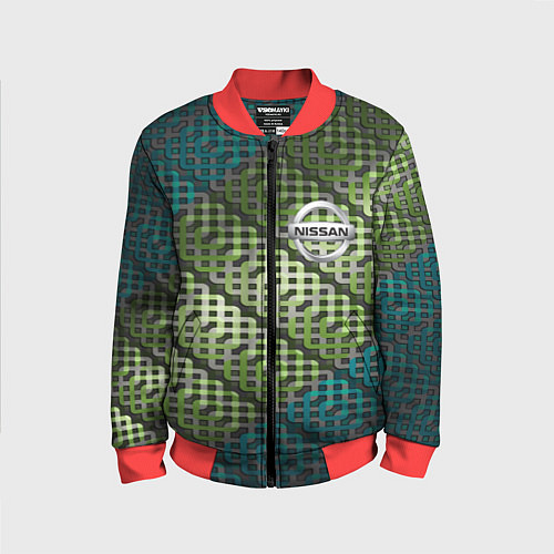 Детский бомбер Nissan авто текстура узор / 3D-Красный – фото 1