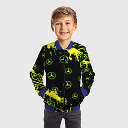 Бомбер детский Mercedes кислотные логотипы, цвет: 3D-синий — фото 2