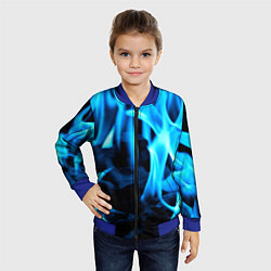 Бомбер детский Синий огонь текстура, цвет: 3D-синий — фото 2