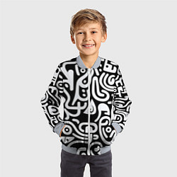 Бомбер детский Современный черно белый паттерн, цвет: 3D-серый — фото 2