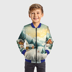 Бомбер детский Праздничная деревушка, цвет: 3D-синий — фото 2