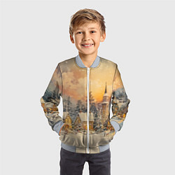 Бомбер детский Новогодний небольшой городок, цвет: 3D-серый — фото 2