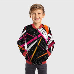 Бомбер детский Разноцветные праздничные линии, цвет: 3D-красный — фото 2