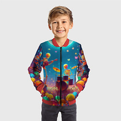 Бомбер детский Квинтет скелетов музицирует на грибной поляне, цвет: 3D-красный — фото 2