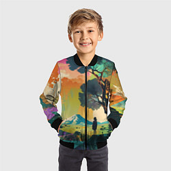 Бомбер детский На природе абстракция, цвет: 3D-черный — фото 2