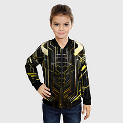 Бомбер детский Gold lines on a black background, цвет: 3D-черный — фото 2